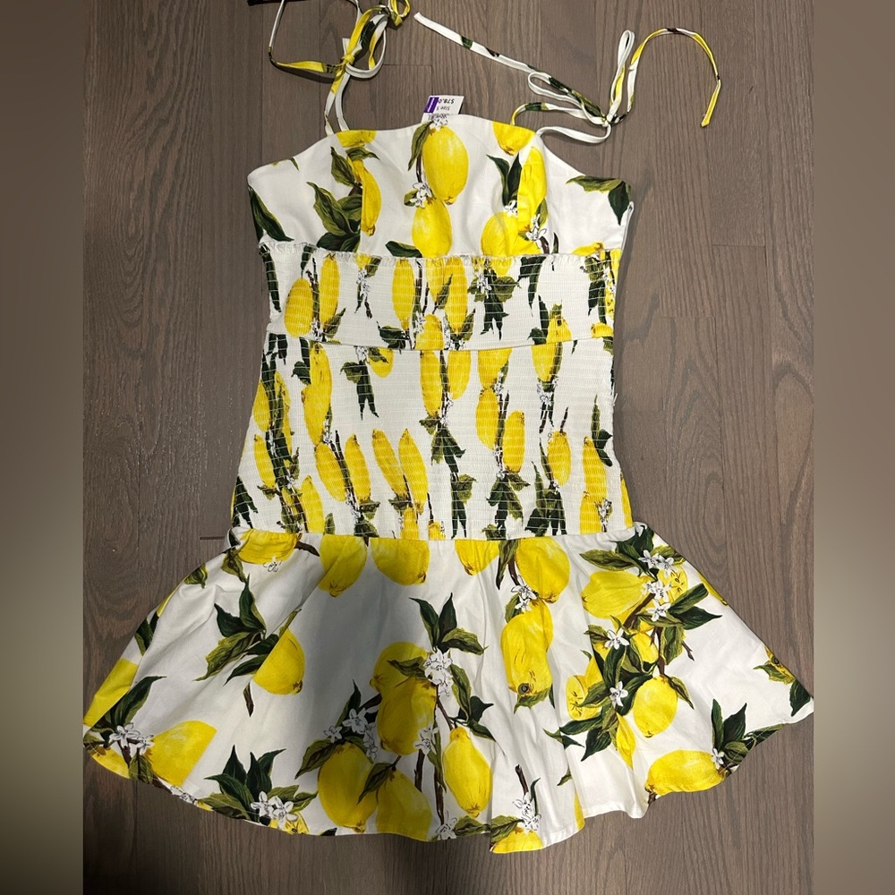 Lemon printed smock dress